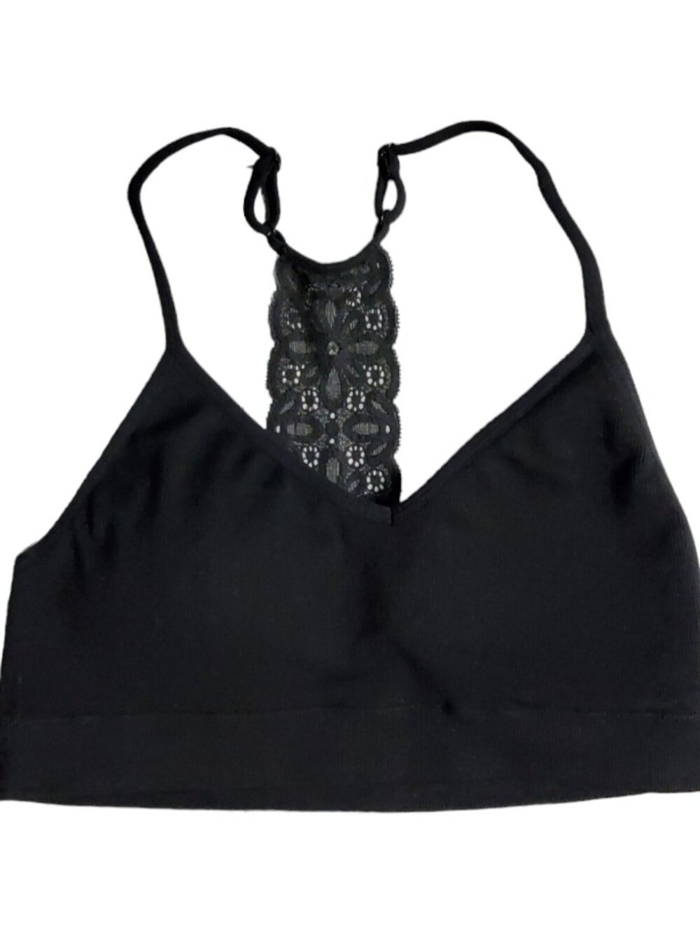 Aeropostale Seriously Soft Wireless Padded Bralette Womens L Large Black Lace